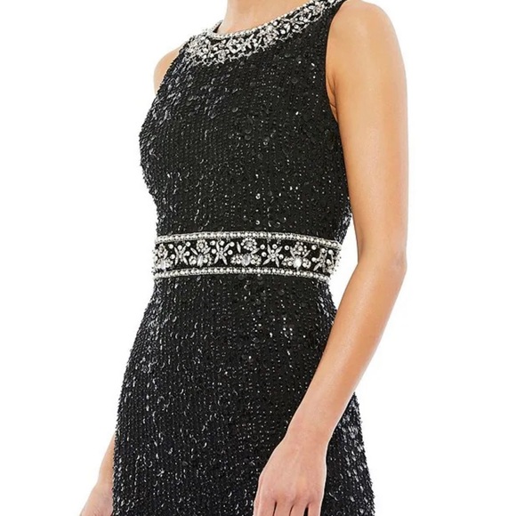 Max Duggal SLEEVELESS HIGH NECK BEADED MIDI SHEATH DRESS 10739 - Picture 3 of 15